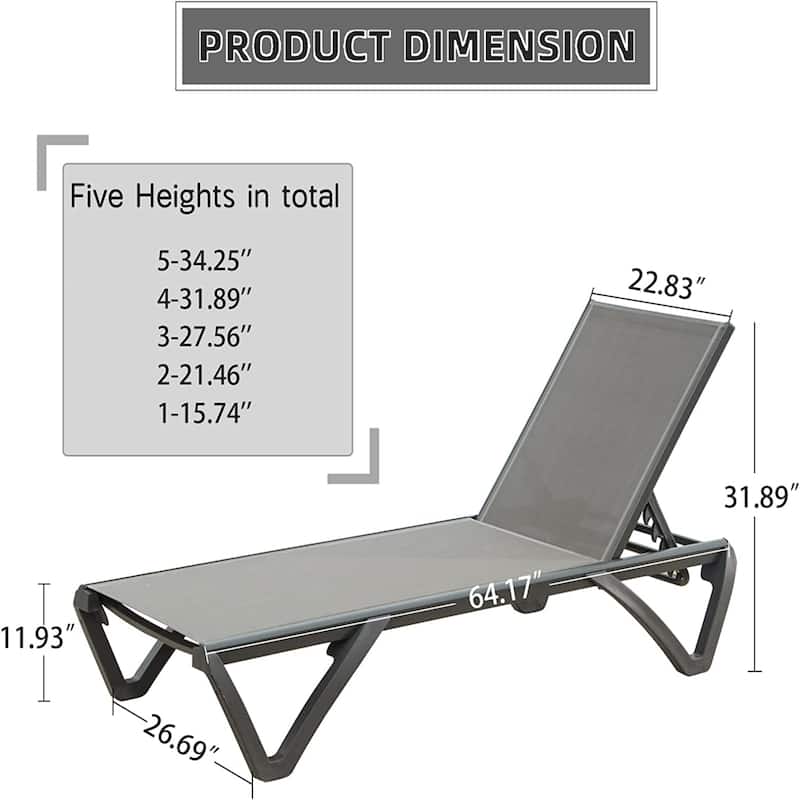 Patio Chaise Lounge Outdoor Aluminum Polypropylene Chair with