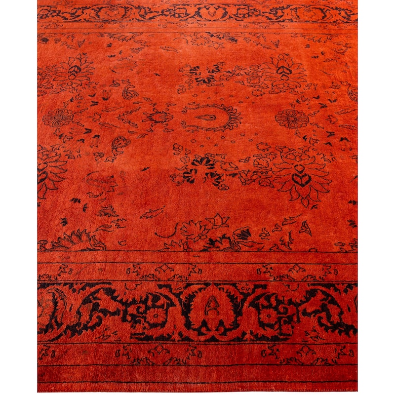 Overdyed One-of-a-Kind Hand-Knotted Area Rug - Orange - 4' 9" x 6' 10"