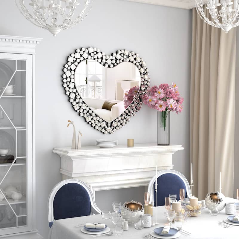 Crystal Accent Heart Wall Mirror