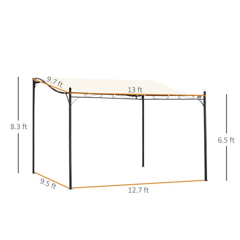 10' x 13' Steel Outdoor Pergola with Weather-Resistant Canopy, Cream White