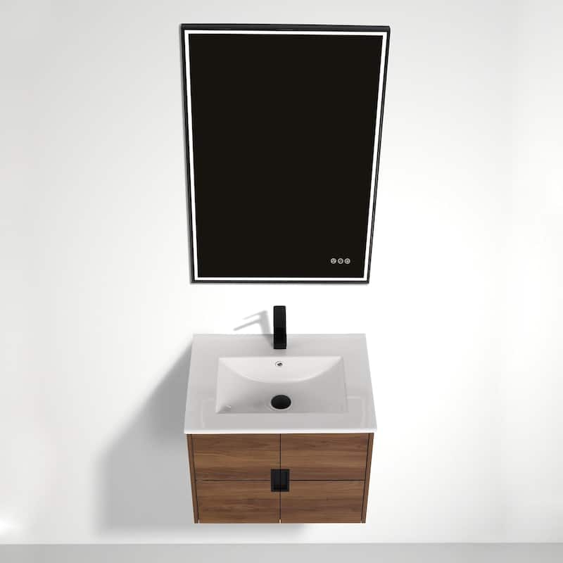 Blossom Bathroom Vanity with Sink, All-Wood Wall-Mounted Floating