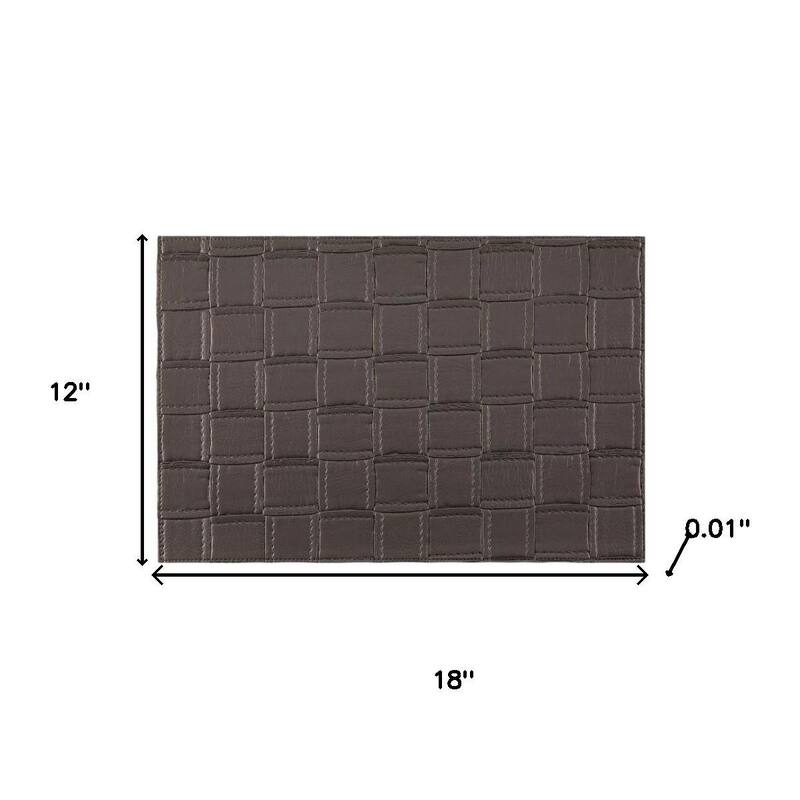 HomeRoots 18" Set of Four Espresso Basketweave Faux Leather Placemats - 18.00 in. x 12.00 in. x 0.01 in.