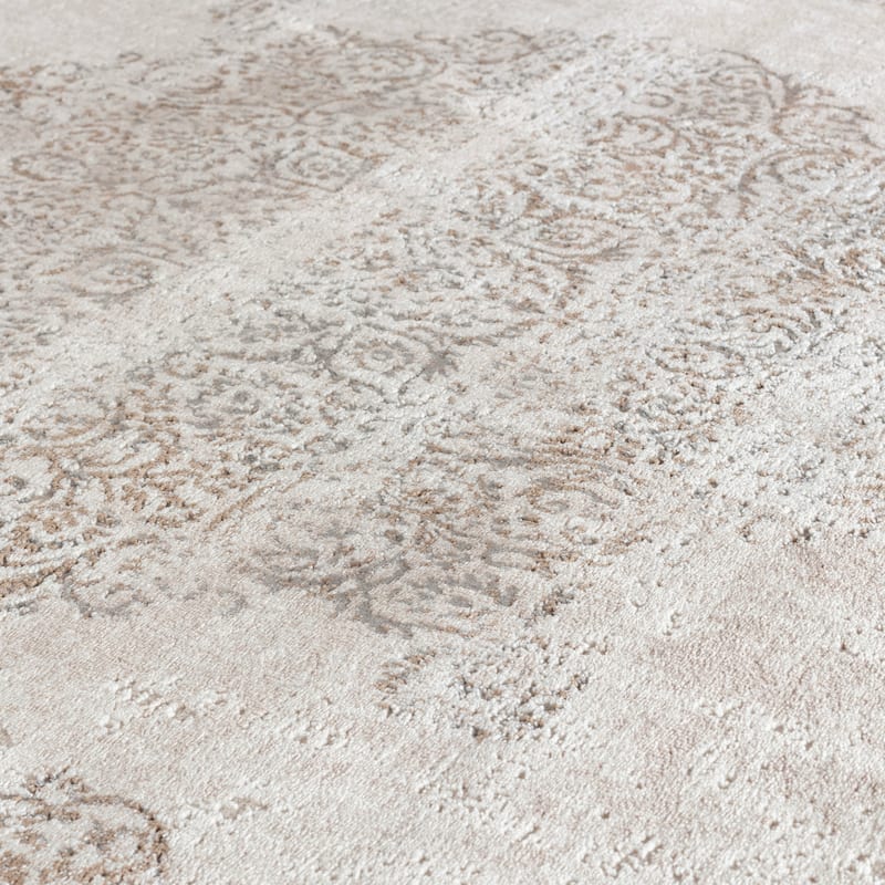 Omari Collection Cream/Grey Abstract Traditional Area Rug