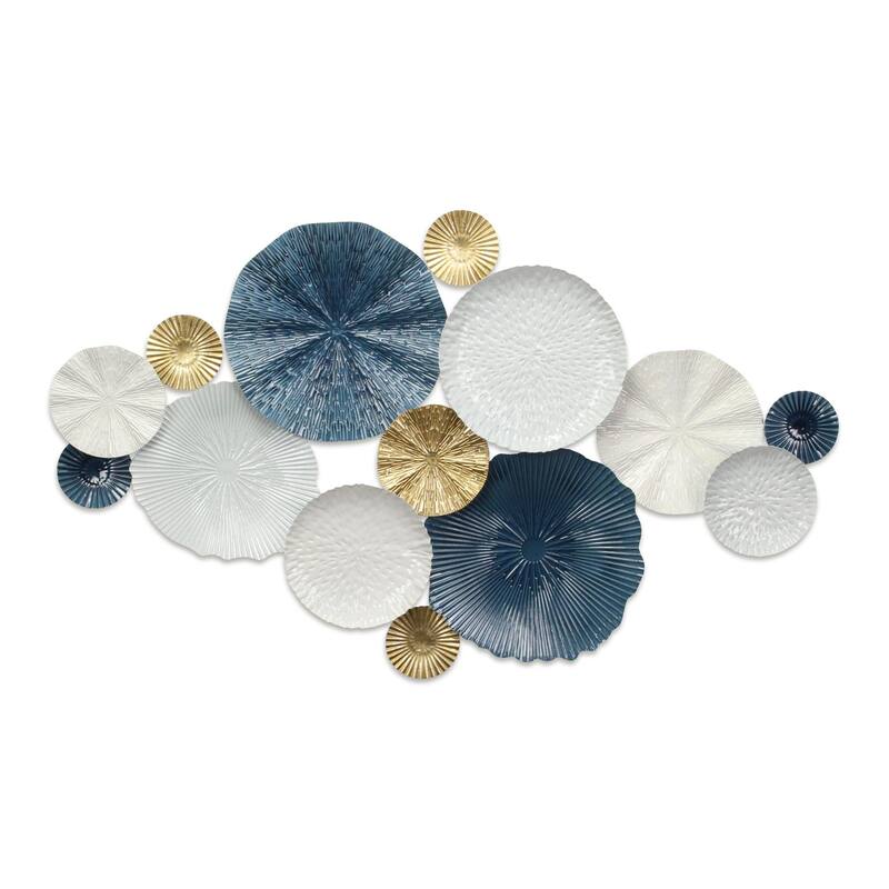 Handmade Coastal Shell Wall Decoration - 40.5" - Blue and White