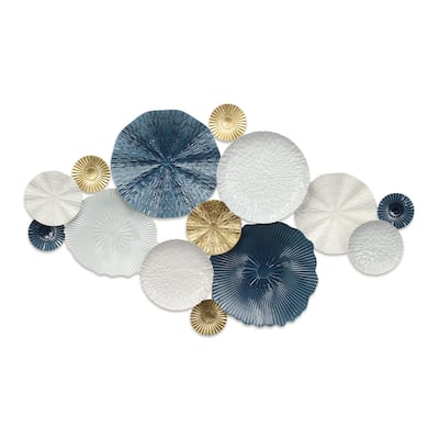 Handmade Coastal Shell Wall Decoration - 40.5" - Blue and White