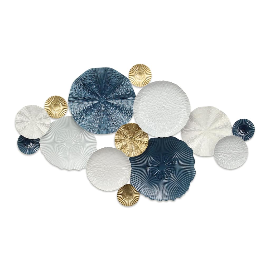 Handmade Coastal Shell Wall Decoration - 40.5" - Blue and White