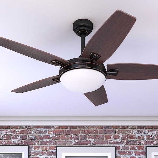 slide 1 of 11, Honeywell Carmel Espresso Bronze Ceiling Fan with Integrated Light and Remote - 48-inch