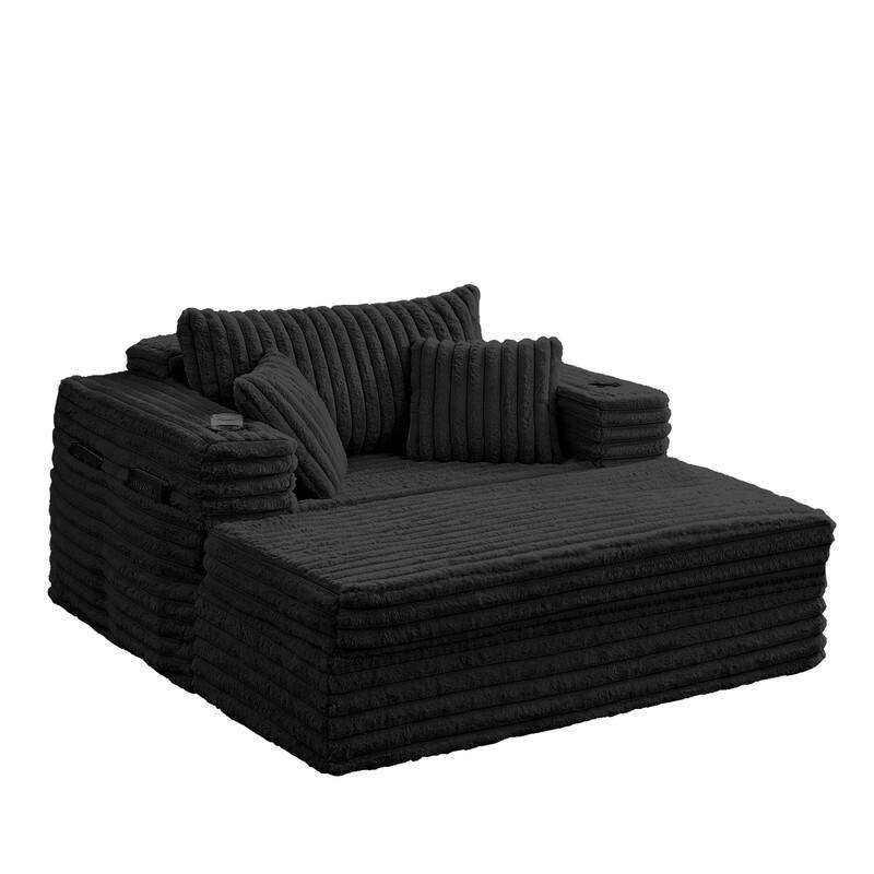 Mixoy Modern Corduroy Fabric Sofa Bed Chair,Single Sofa Chair With Cup Holders,Wide Armrests,Sleeper For Apartment