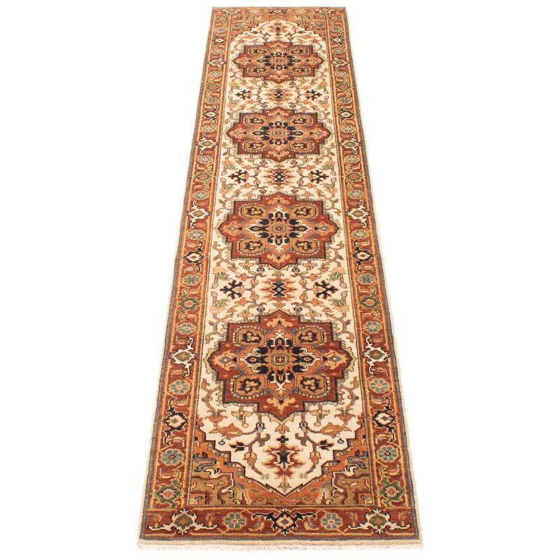 ECARPETGALLERY Hand-knotted Jules Sultane Cream Wool Rug - 2'6 x 11'9