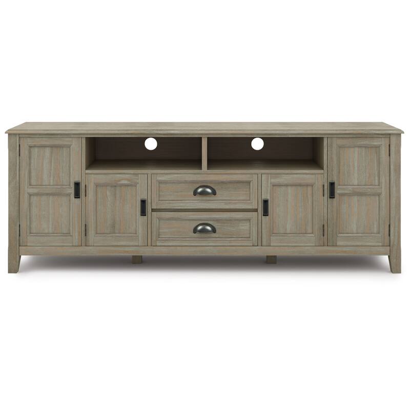 WYNDENHALL Portland SOLID WOOD 72 inch Wide Transitional TV Media Stand For TVs up to 80 inches - 72 inch Wide
