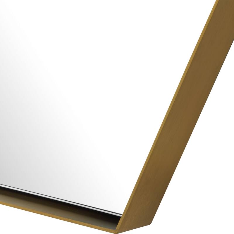 Hexagon Framed Wall Mirror - 34" - Brass Tone