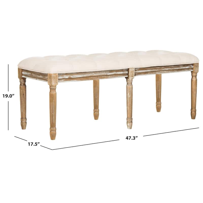 SAFAVIEH Lynnette French Brasserie Tufted Wood Bench - 47.3" x 17.5" x 19" - 47Wx18Dx19H