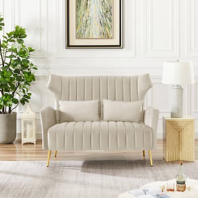 Tufted Contemporary Velvet Wingback Loveseat Sofa Chair Upholstered Couch for Living Room Bedroom Apartment Small Space Dorm