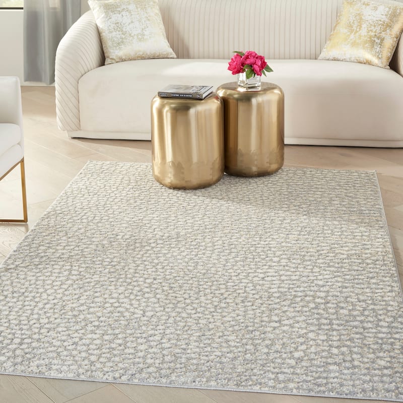 Nourison Joli Modern Abstract Pebble Area Rug - 5'3" x 7'3" - Ivory/Beige/Grey