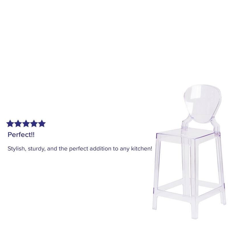 4Pk Ghost Counter Stool with Tear Back in Transparent Crystal - Wedding Chairs