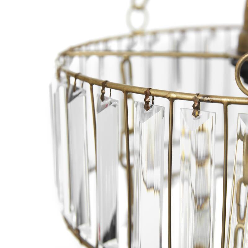 Octavius River of Goods Gold and Clear Metal and Glass Adjustable Drop Height 12-Inch Hanging Pendant Light