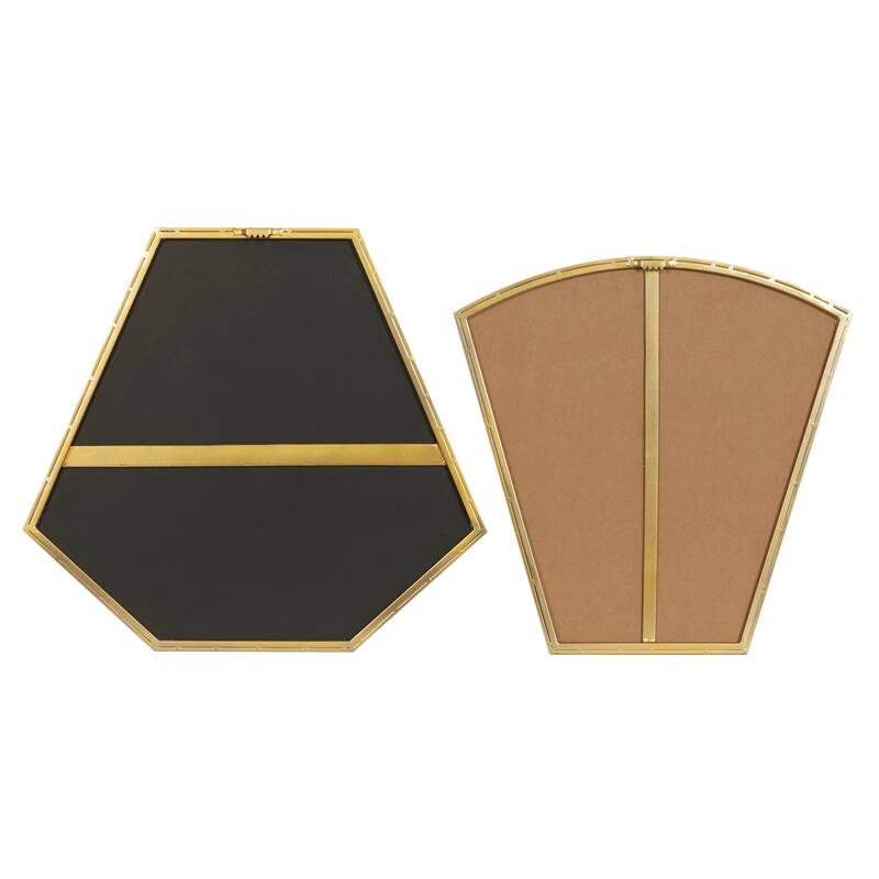 Gold Iron Contemporary Wall Mirror (Set of 2) - 18 x 1 x 18