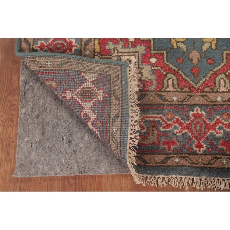 Geometric Heriz-Serapi Oriental Foyer Rug Hand-Knotted Wool Carpet - 3'10" x 5'9"