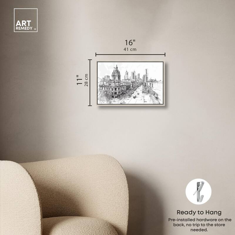 Collins Street Sketch Canvas by Art Remedy