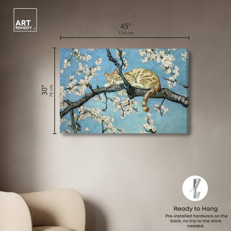 Autumn Blossom Kitten Canvas by Art Remedy, Gallery Wrapped