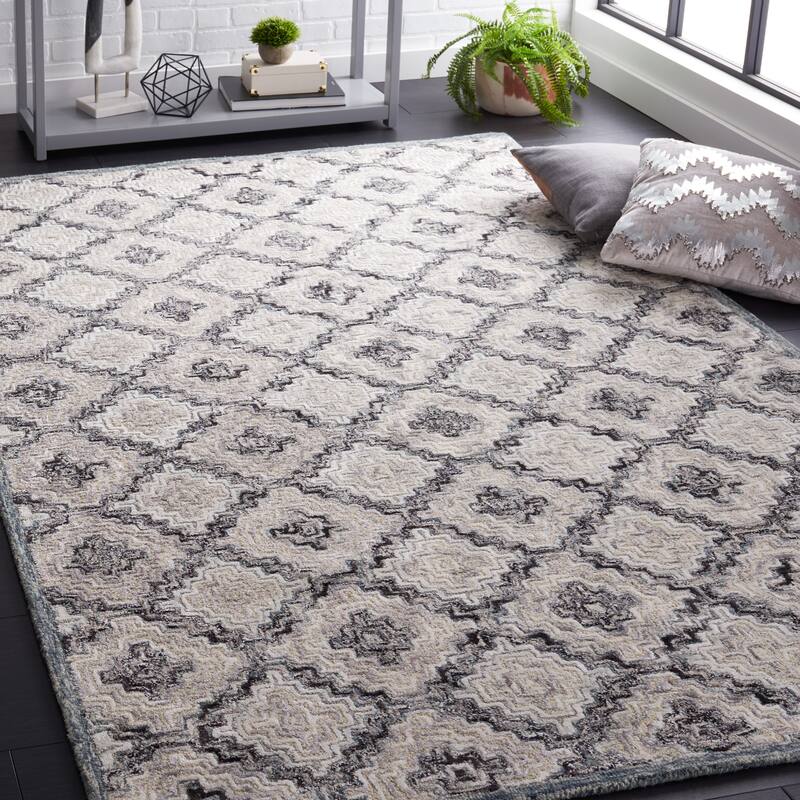 SAFAVIEH Handmade Soho Jaleesa Modern Trellis Wool Rug - 8' x 10' - Grey/Ivory