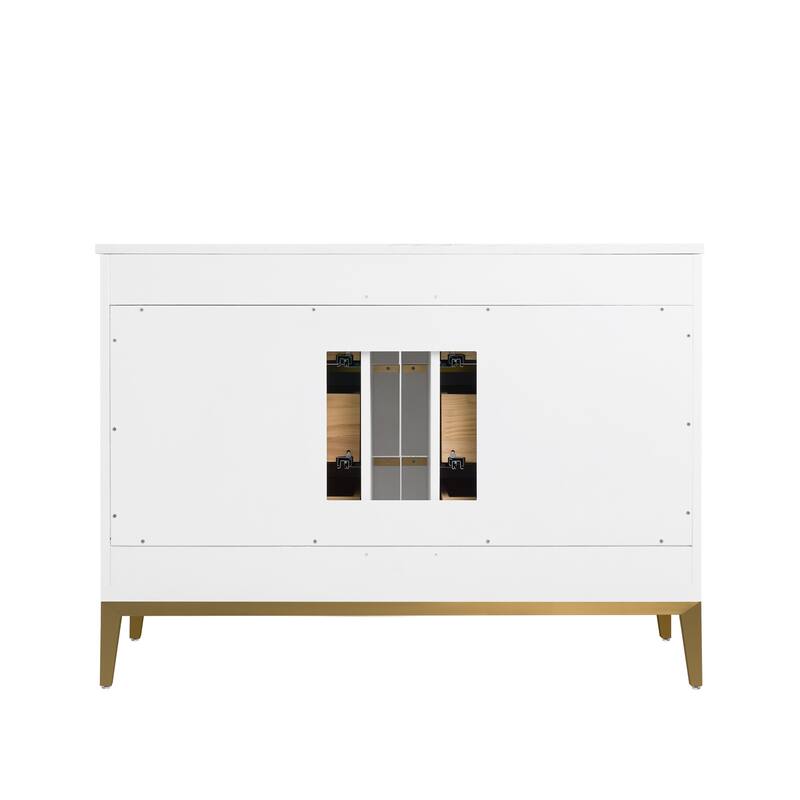 36"/48"/60" W Width Solid Wood Bathroom Vanity with Stain-resistant Carrera White Quartz Top and Sink