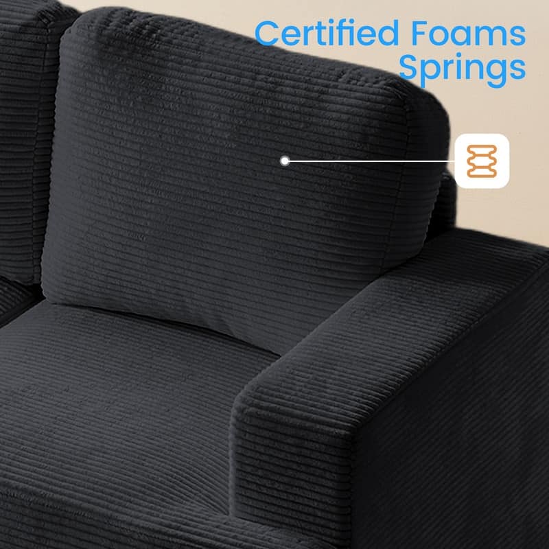 Mixoy 82" Corduroy Sectional Sofa Couch,Cloud Sleeper Comfy Upholstered 3-Seater Sofa