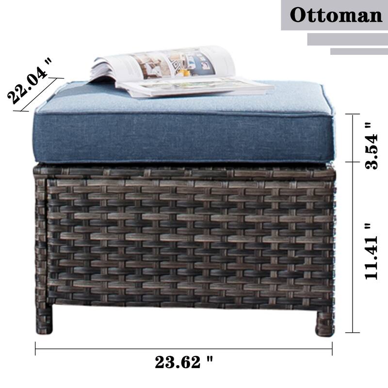 OVIOS 7-piece Wicker Sectional Sofa Swivel Rocking Chair Set With Fire Pit