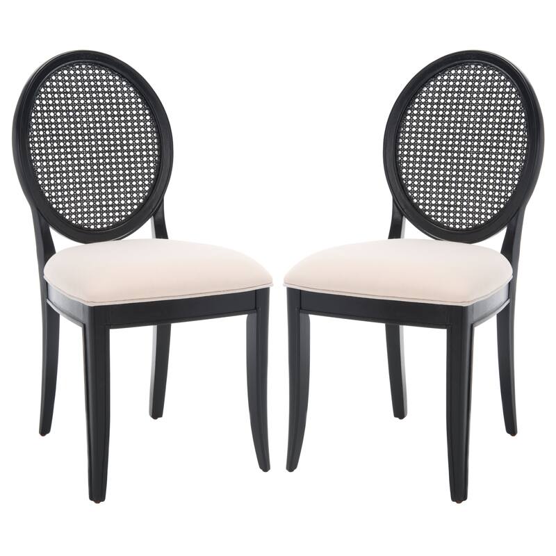 SAFAVIEH Couture Matthildi Rattan Back Dining Chair (Set of 2) - 19 In W x 22.5 In D x 38.5 In H - 19Wx23Dx39H