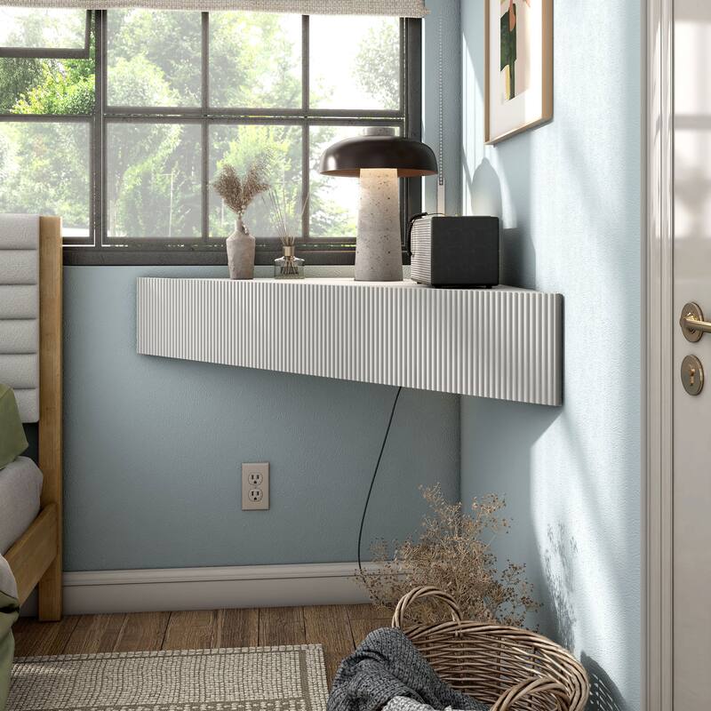 Furniture of America Sukhumi Transitional 47-inch 3-Shelf Wall-Mounted Corner TV Console