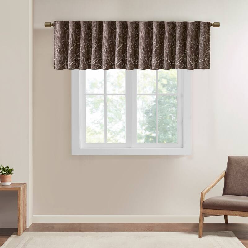 Madison Park Eliza Faux Silk Embroidered Window Valance - 50 x 18"