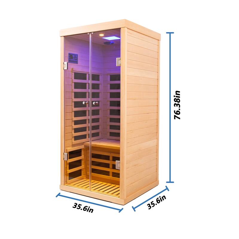 1-Person Sauna with LCD Display, Touch Control and Bluetooth - 35" x 35" x 76"