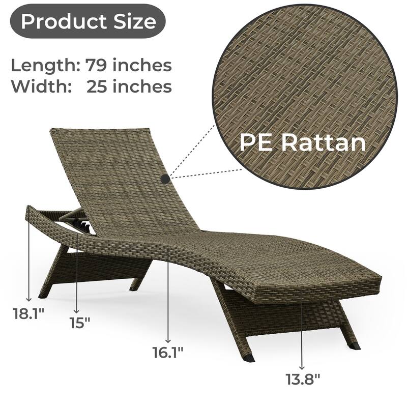 All Weather Wicker Chaise Lounge - Set of 2