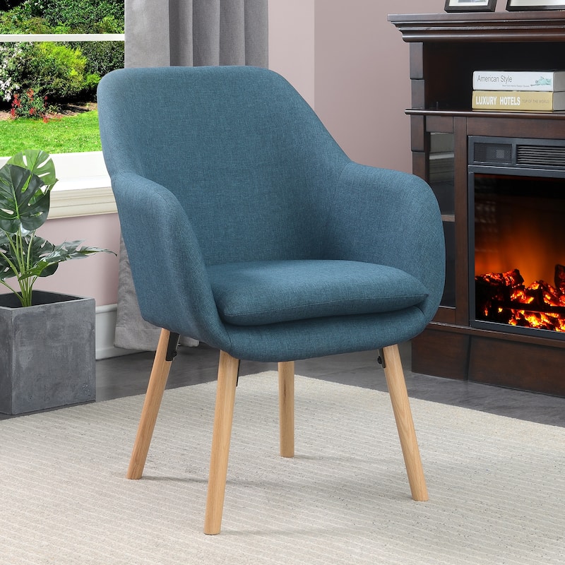 Convenience Concepts Take a Seat Charlotte Wingback Upholstered Accent Armchair - Denim Blue Fabric