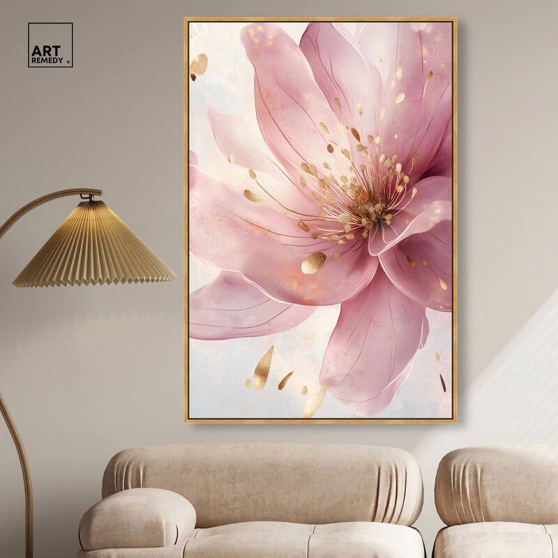 Pink and Gold Bloom Canvas by Art Remedy