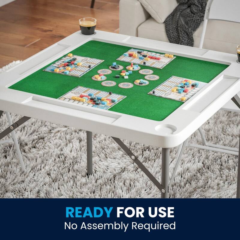4-Player Folding Card Game Table with Cup Holders - 34.5"D x 34.5"W x 29"H