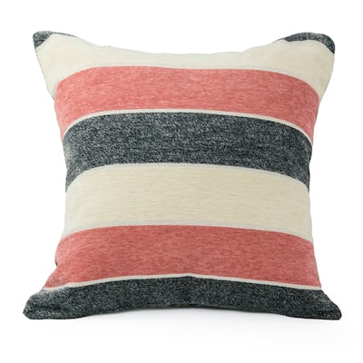 Violet Linen Deluxe Chenille Striped Pattern Decorative Cushion Cover