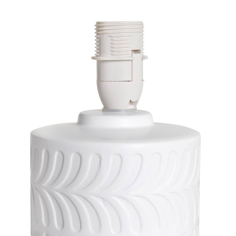 Floral Textured Ceramic Table Lamp with Drum Shade - 10" - Cream