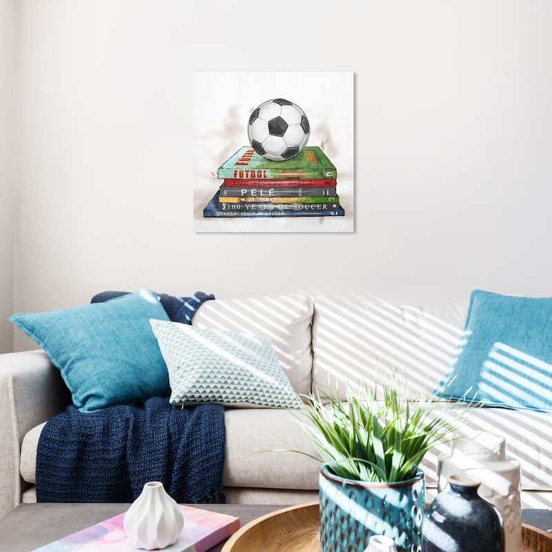 Wynwood Studio 'Soccer Books 'Sports and Teams Wall Art Canvas Print Soccer - White, Green - 20 x 20