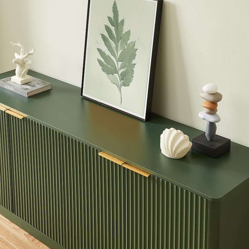 59" Modern Wavy 4 Doors Storage Cabinet With Storage Function