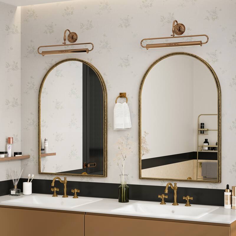 Gold Arched Wall Mirror - Bathroom Vanity & Home Decor