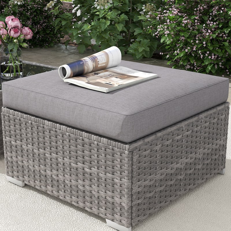 Outdoor 3-Piece Wicker Sofa Set with Ottoman