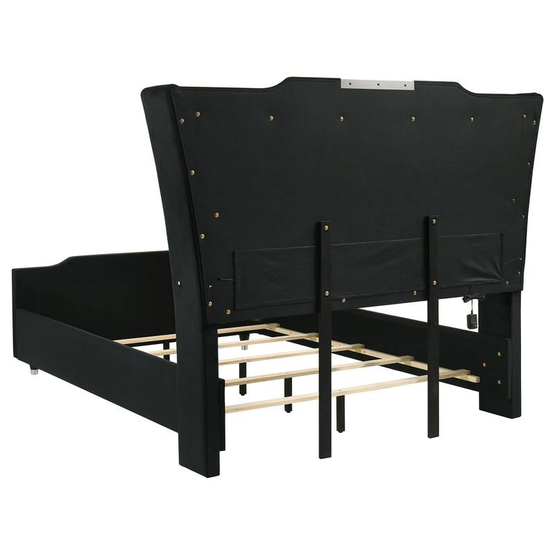 Lorient LED Upholstered Bed Black