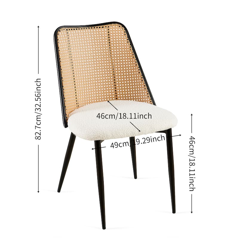 Natural Cane Back Dining Chairs Set of 2 Upholstered Dining Room Kitchen Chair