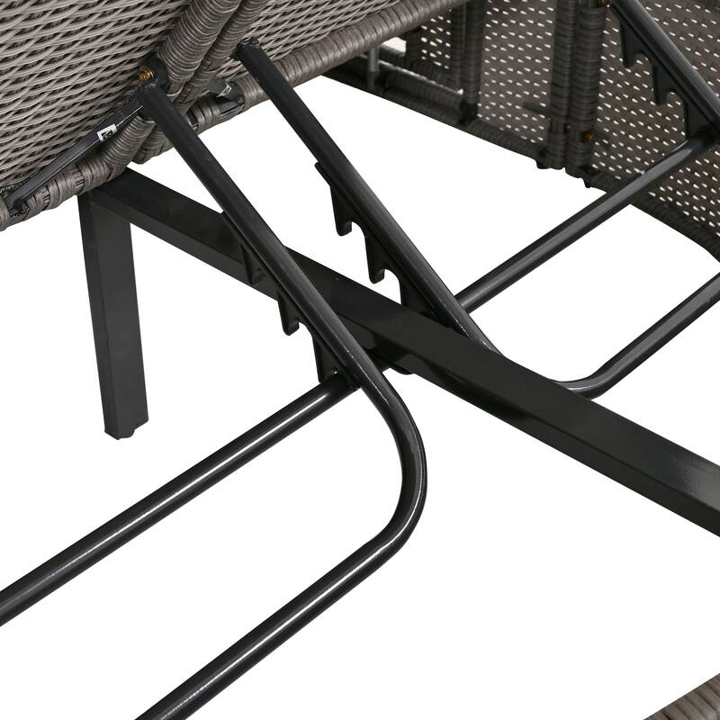 Gray PE Rattan Outdoor Daybed for 2