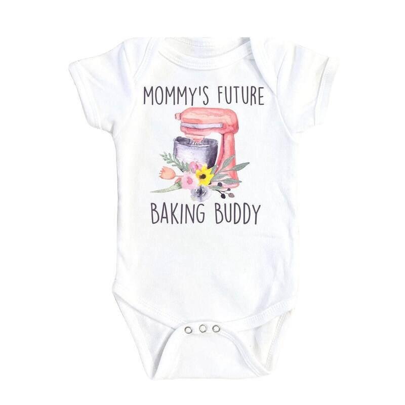 Baking Buddy Mommy - Baby Boy Girl Clothes Infant Bodysuit Funny Cute Newborn - Pink - 0-3M
