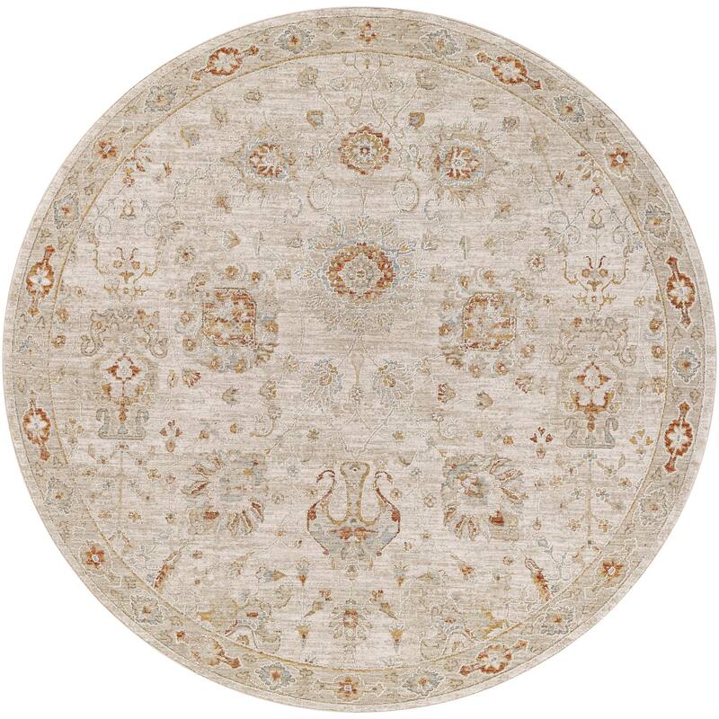 Livabliss Avant Garde Updated Traditional Medallion Area Rug - Cream - 5'3" x 5'3" Round
