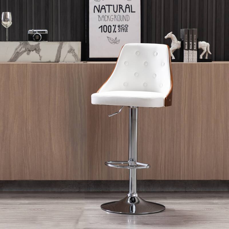 Porthos Home Trey Bar Stool, PU Leather, Chrome Base