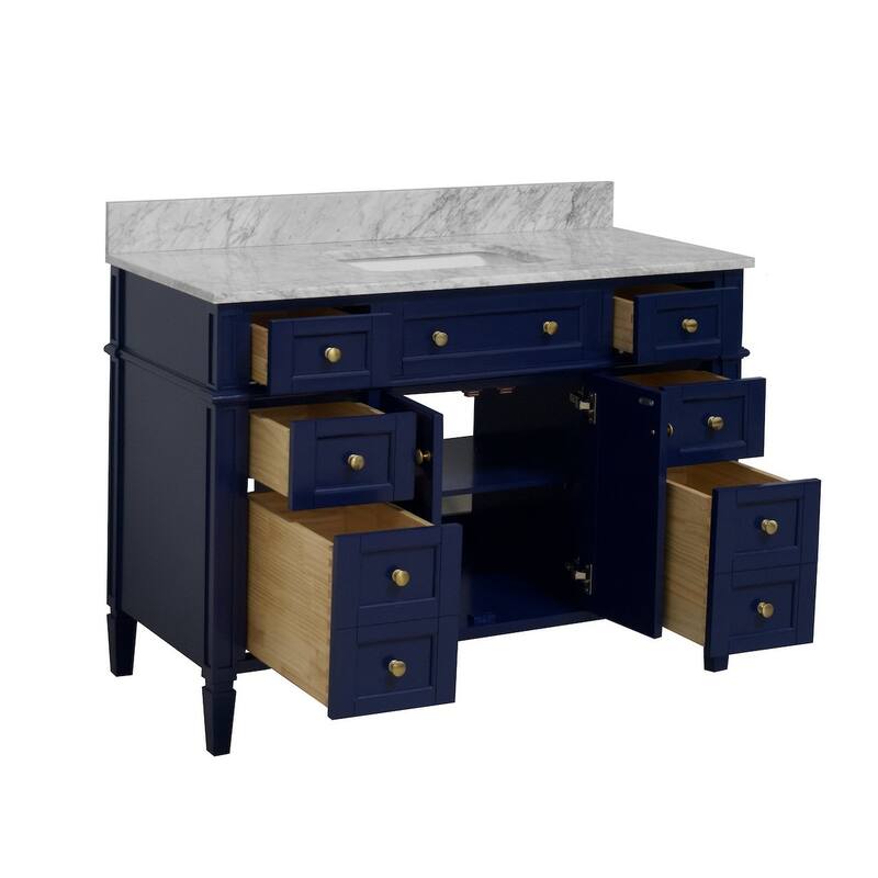 KitchenBathCollection Hailey 48" Bathroom Vanity with Carrara Marble Top