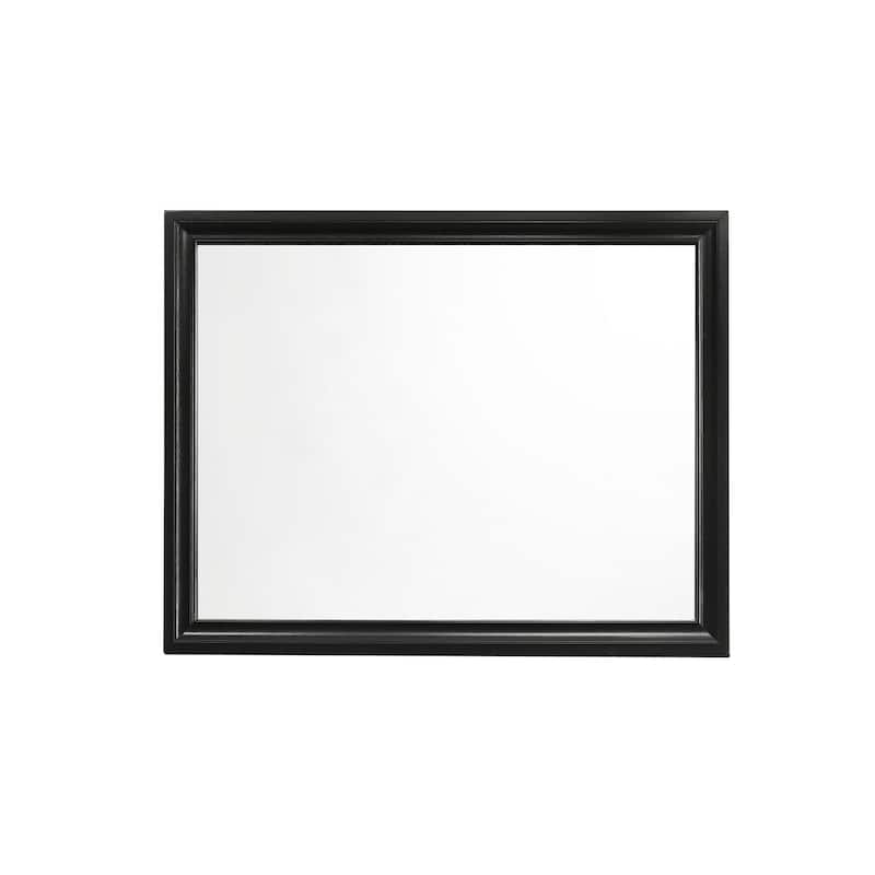 47 Inch Wood Mirror, Landscape Frame, Classic, Black